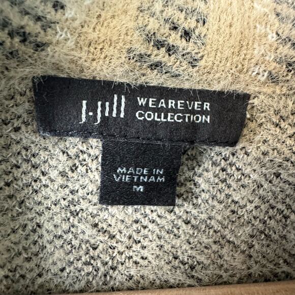 J. Jill Wearever Collection Tan & Black Open Front Cardigan - Size M - Picture 4 of 6